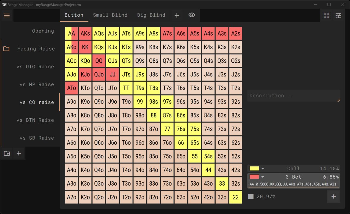 Create and manage your poker hand ranges Create and manage your poker hand ranges